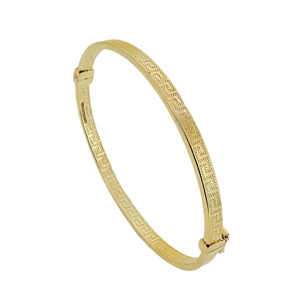 PULSERA RIGIDA GRECA  PLATA 1ª LEY CHAPA                                                            