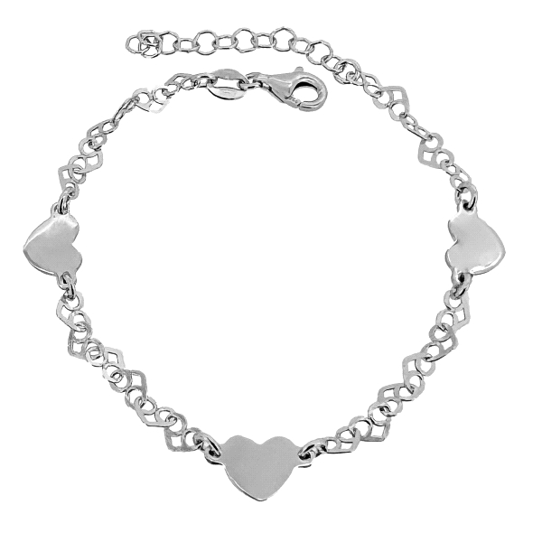 PULSERA  3 CORAZON ENAMORADOS PLATA 1ª L                                                            