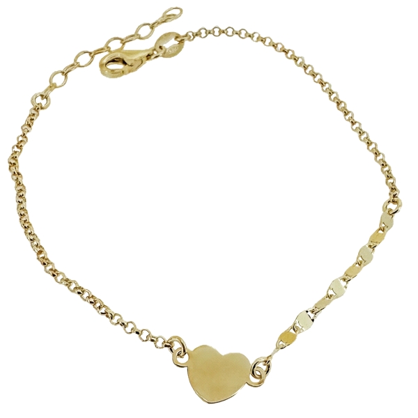 PULSERA CORAZON PLATA 1ª LEY 16 + 3 CM.                                                             