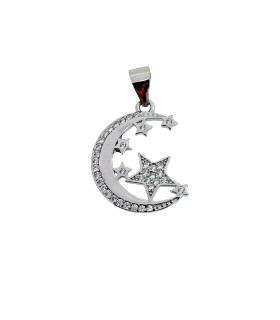 COLGANTE LUNA PLATA 1ª LEY 16 X 14 MM.