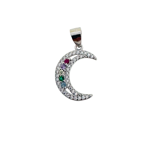 COLGANTE LUNA PLATA 1ª LEY 15 X 12 MM.                                                              