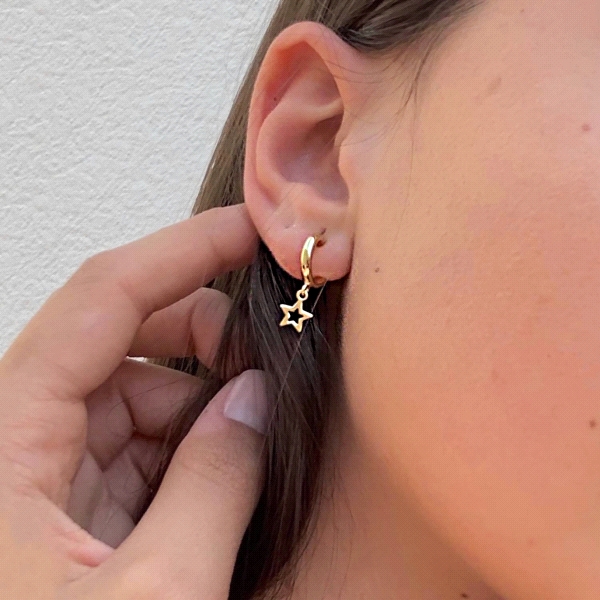 PENDIENTES AROS MUJER ESTRELLA PLATA  1ª                                                            