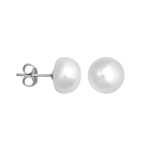 PENDIENTE PERLA BOTON PLATA 1ª LEY 9.50                                                             