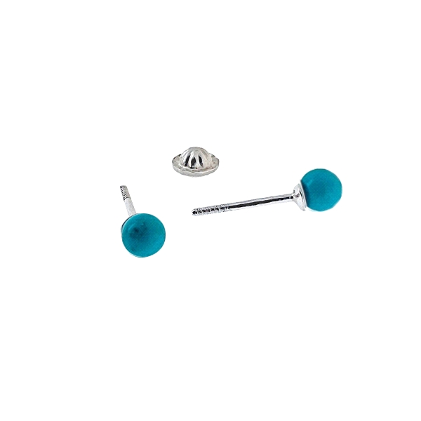 PENDIENTES TURQUESA PLATA 1ª LEY 4 MM.                                                              