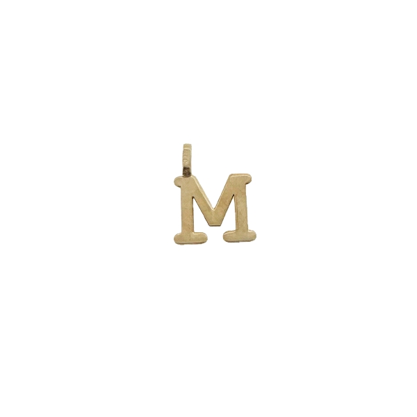 COLGANTE LETRA M ORO 18 KTES. 8 X 8.50 M