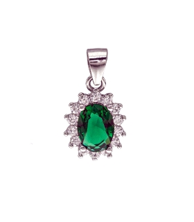 COLGANTE CLASICO ESMERALDA OVAL PLATA 1ª                                                            