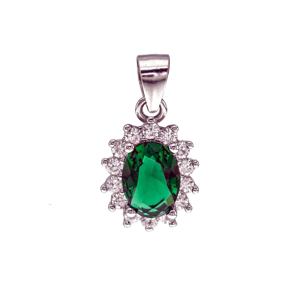 COLGANTE CLASICO ESMERALDA OVAL PLATA 1ª                                                            