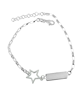 PULSERA ESTRELLA + PLACA BRILLO PLATA 1ª                                                            