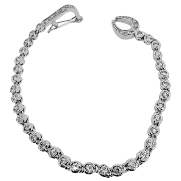 PULSERA RIVIER PLATA 1ª LEY 16 CM.