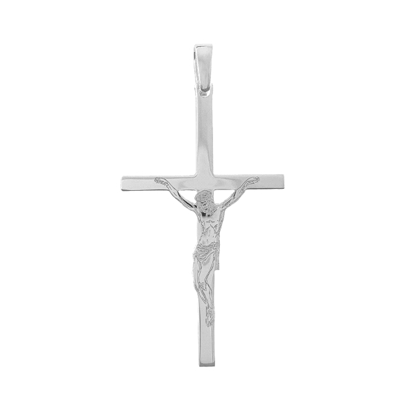 COLGANTE CRUZ CON CRISTO PLATA 1ª LEY 35                                                            