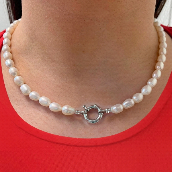 COLLAR PERLAS NATURALES 6 MM PLATA 1ª LE                                                            