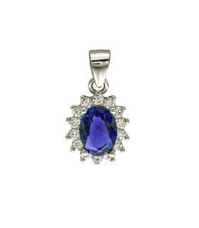 COLGANTE CLASICO ZAFIRO OVAL PLATA 1ª LE                                                            