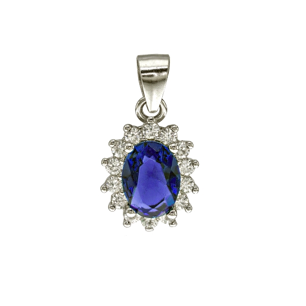 COLGANTE CLASICO ZAFIRO OVAL PLATA 1ª LE                                                            