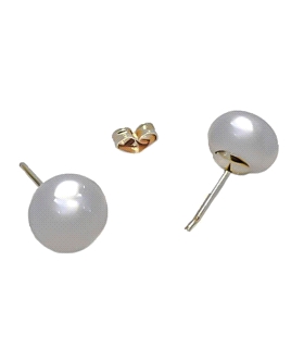 PENDIENTES PERLA BOTON ORO 18 KTES. 10 -