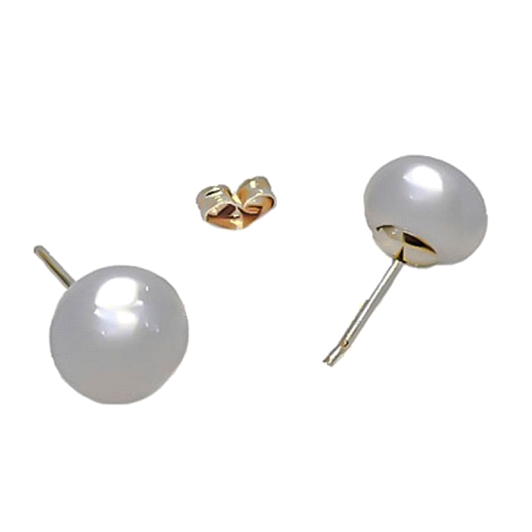 PENDIENTES PERLA BOTON ORO 18 KTES. 10 -
