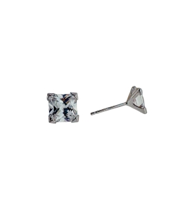 PENDIENTES UNISEX GARRA ORO BLANCO 18 KTES. 6 X 6 MM.