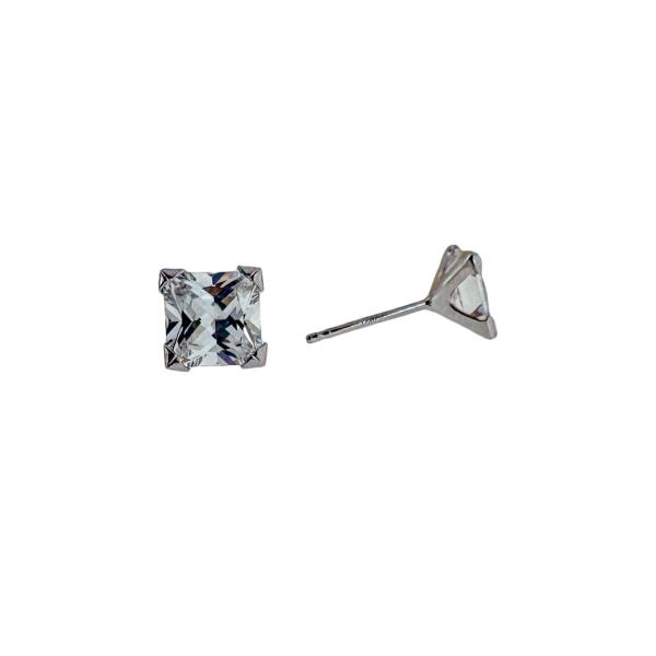 PENDIENTES UNISEX GARRA ORO BLANCO 18 KTES. 6 X 6 MM.