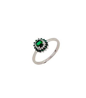 ANILLO CLASICO ESMERALDAS PLATA 1ª LEY 1                                                            
