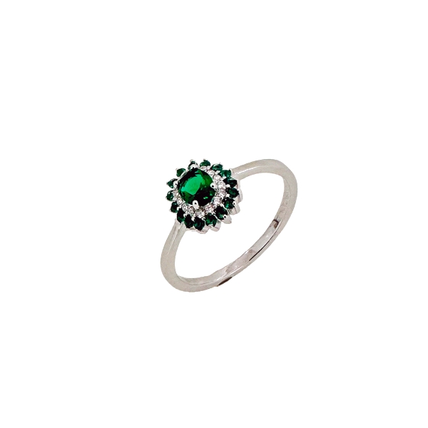 ANILLO CLASICO ESMERALDAS PLATA 1ª LEY 1                                                            