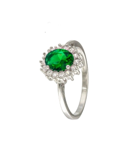 ANILLO CLASICO ESMERALDA PLATA 1ª LEY 12