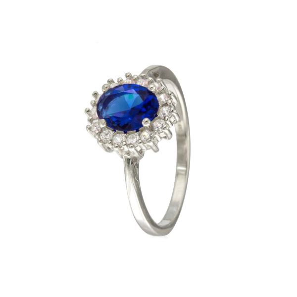 ANILLO CLASICO ZAFIRO PLATA 1ª LEY 12 X