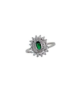 ANILLO CLÁSICO PLATA 1ª LEY ESMERALDA 13.50 X 12.50 MM.