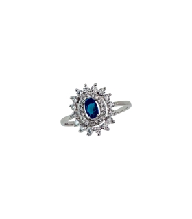 ANILLO CLÁSICO PLATA 1ª LEY ZAFIRO 10 X 9 MM.