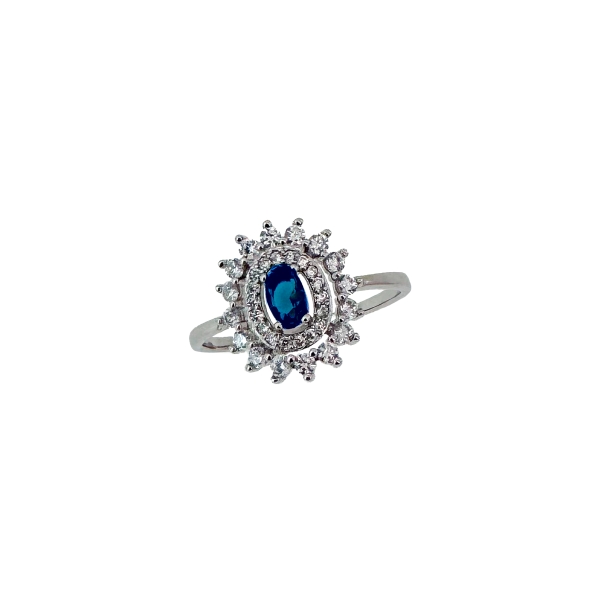 ANILLO CLÁSICO PLATA 1ª LEY ZAFIRO 10 X 9 MM.