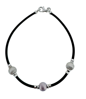 PULSERA CAUCHO PLATA 1ª LEY BOLA 6 MM.                                                              