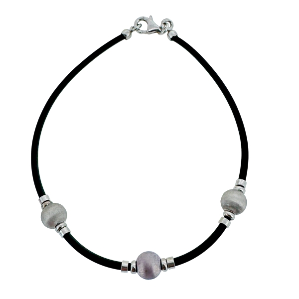 PULSERA CAUCHO PLATA 1ª LEY BOLA 6 MM.                                                              
