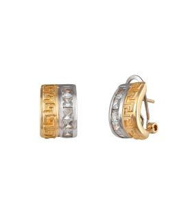 PENDIENTES OMEGA BICOLOR PLATA 1ª LEY 16                                                            