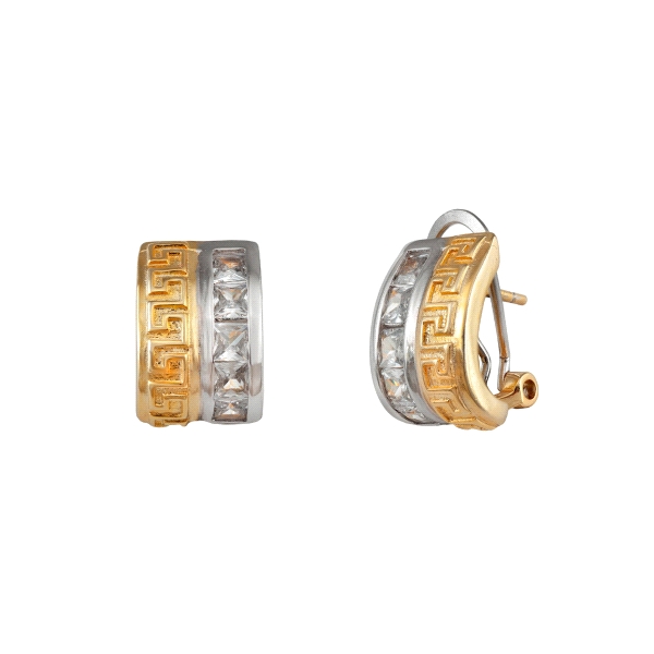 PENDIENTES OMEGA BICOLOR PLATA 1ª LEY 16                                                            