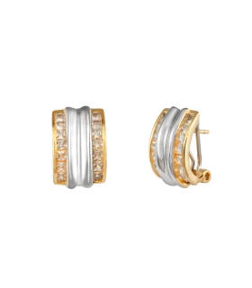 PENDIENTES OMEGA BICOLOR PLATA 1ª LEY 16                                                            
