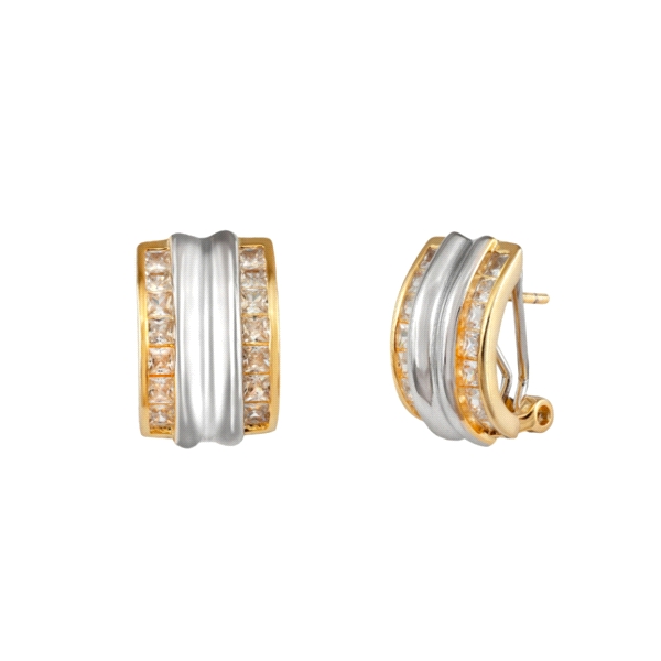 PENDIENTES OMEGA BICOLOR PLATA 1ª LEY 16                                                            