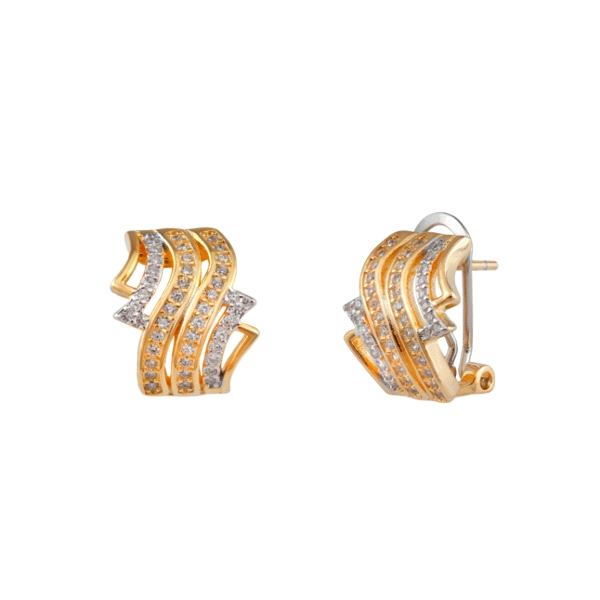 PENDIENTES OMEGA BICOLOR PLATA 1ª LEY 16                                                            