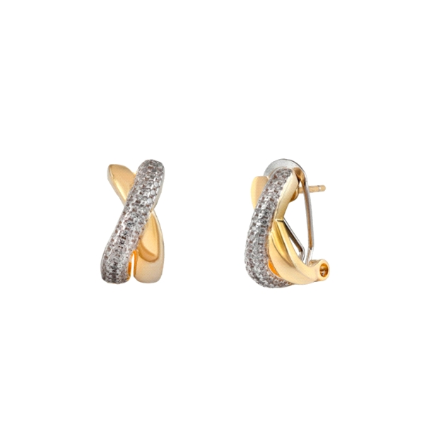 PENDIENTES OMEGA BICOLOR PLATA 1ª LEY 16                                                            