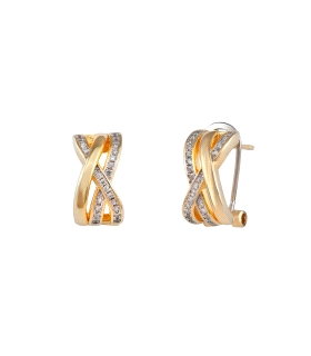 PENDIENTES OMEGA BICOLOR PLATA 1ª LEY 16                                                            