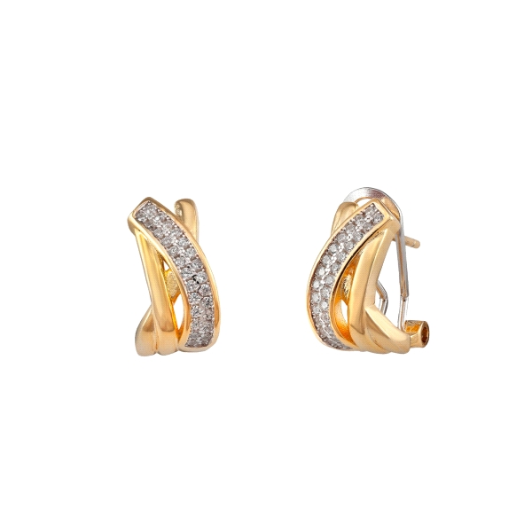 PENDIENTES OMEGA BICOLOR PLATA 1ª LEY 16                                                            