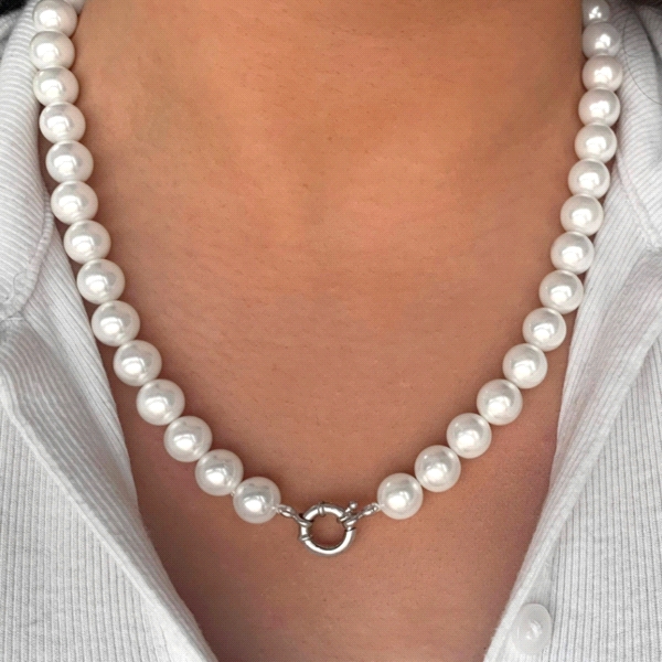 COLLAR PERLAS SHELL  10 PLATA 1ª LEY 50                                                             