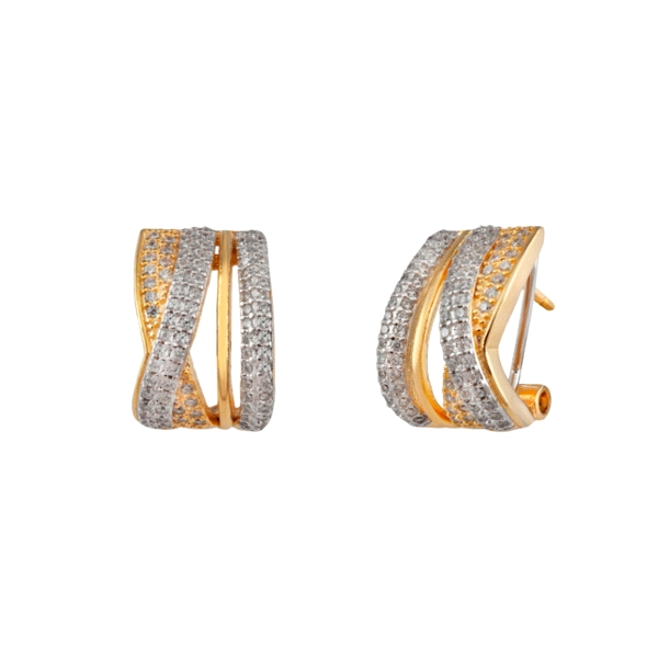 PENDIENTES OMEGA BICOLOR PLATA 1ª LEY 16