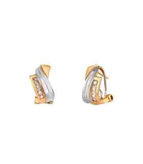 PENDIENTES OMEGA BICOLOR PLATA 1ª LEY 16                                                            