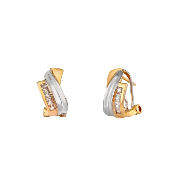 PENDIENTES OMEGA BICOLOR PLATA 1ª LEY 16                                                            
