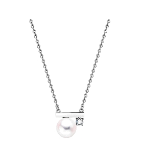 COLLAR PERLA PLATA 1ª LEY 40 + 5 CM.                                                                