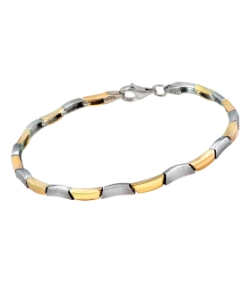 PULSERA  PLATA 1ª LEY BICOLOR 19 CM.                                                                