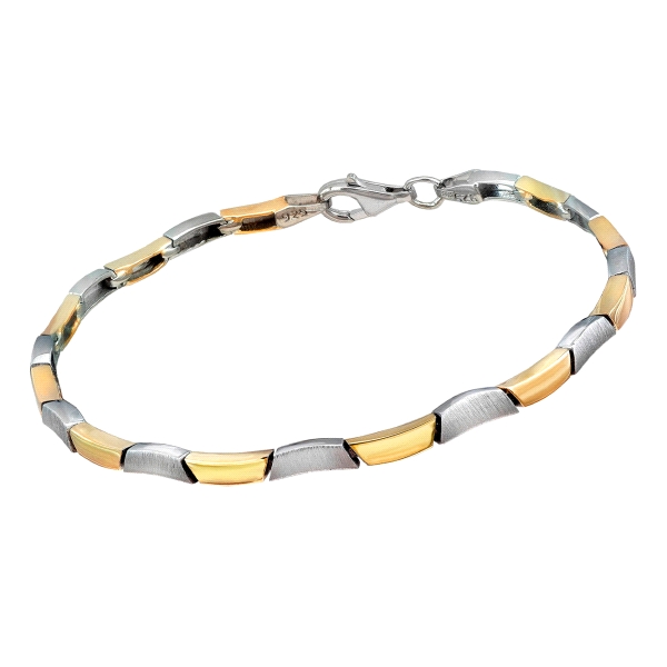 PULSERA  PLATA 1ª LEY BICOLOR 19 CM.                                                                