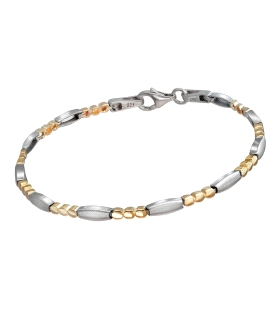 PULSERA  PLATA 1ª LEY BICOLOR 19 CM.                                                                