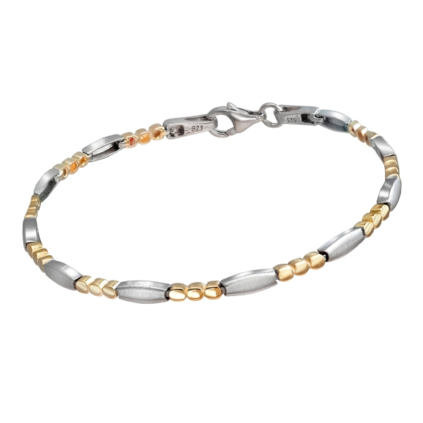 PULSERA  PLATA 1ª LEY BICOLOR 19 CM.                                                                