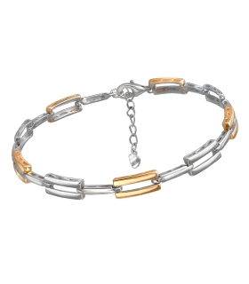 PULSERA  PLATA 1ª LEY BICOLOR 16 + 3 CM.                                                            