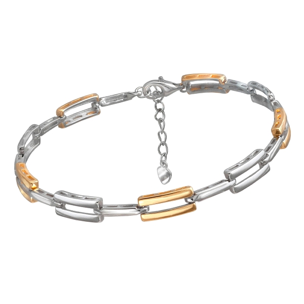 PULSERA  PLATA 1ª LEY BICOLOR 16 + 3 CM.                                                            