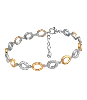 PULSERA  PLATA 1ª LEY BICOLOR 16 + 3 CM.                                                            